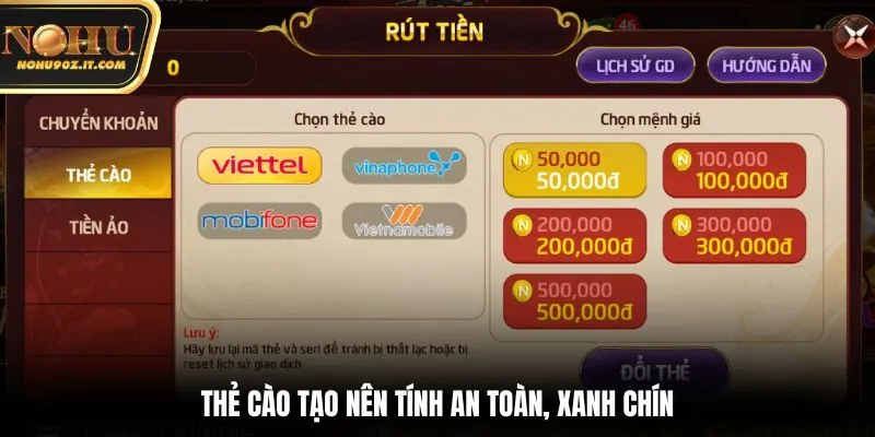 Thẻ cào tạo nên tính an toàn, xanh chín